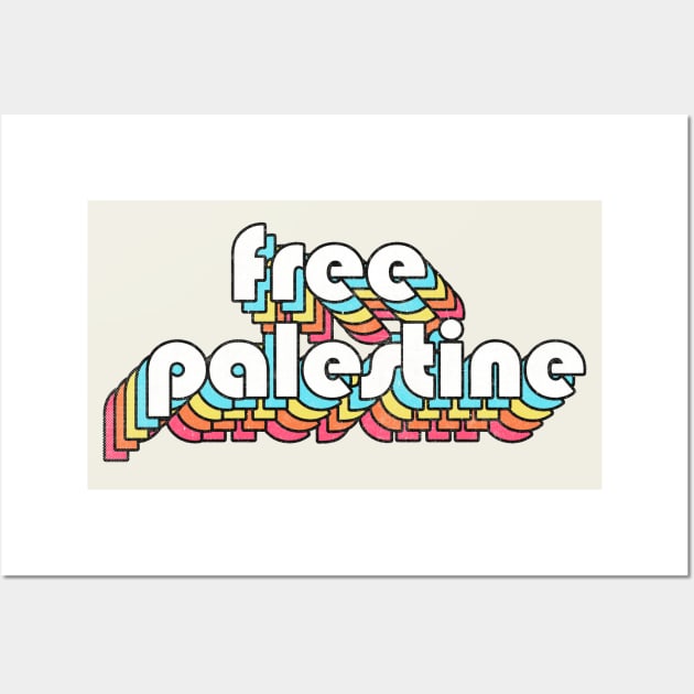 Free Palestine /// Retro Rainbow Design Wall Art by DankFutura